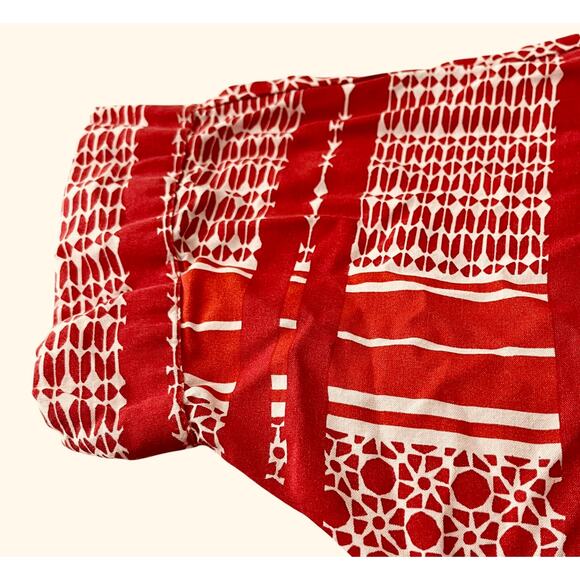 DREAMS & CO. SHORT SLV TIE- UP V-NECK TUNIC LOUNGER, WOMENS, 1X 22/24-RED/WHITE - Picture 8 of 12